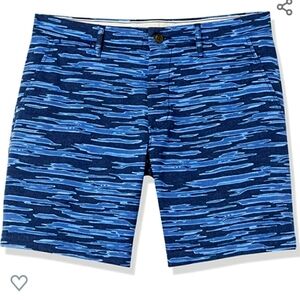 Goodthreads 7" Inseam Flat-Front Stretch Chino Shorts iBlue Camo Stripe Waist 42